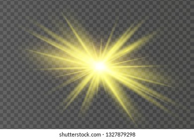 Glow isolated yellow light effect, lens flare, explosion, glitter, line, sun flash, spark and stars. Abstract special effect element design.