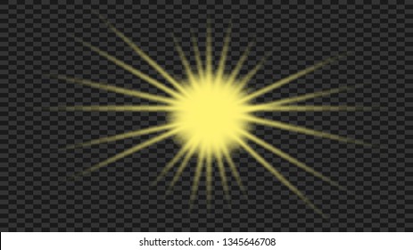 Glow isolated yellow light effect, lens flare, explosion, glitter, line, sun flash, spark and stars. Abstract special effect element design.