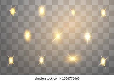 Glow isolated yellow light effect, lens flare, explosion, glitter, line, sun flash, spark and stars. Abstract special effect element design.