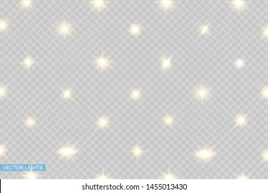 Glow isolated yellow light effect, lens flare, explosion, glitter, line, sun flash, spark and stars. Abstract special effect element design.