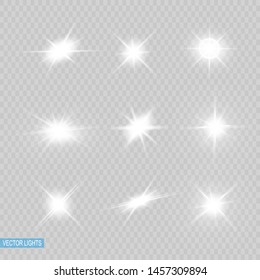 Glow isolated yellow light effect, lens flare, explosion, glitter, line, sun flash, spark and stars. Abstract special effect element design.