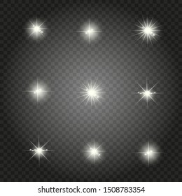 Glow isolated yellow light effect, lens flare, explosion, glitter, line, sun flash, spark and stars. Abstract special effect element design.