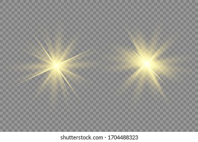 Effet de lumière jaune isolé brillant, feu de lentille 