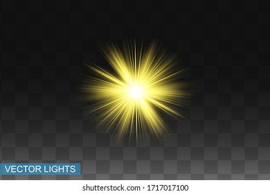 Glow isolated yellow light effect, lens flare 