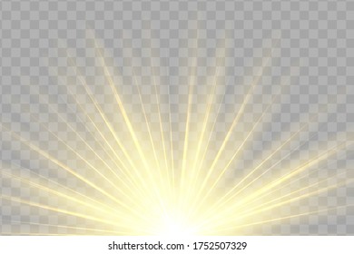 Glow isolated yellow light effect. Abstract special effect element design. Shine ray with lightning. Set of gold bright beautiful stars