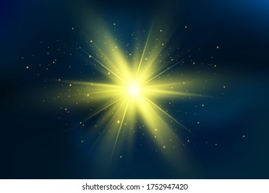 Efecto luminoso amarillo aislado brillante, flor de lente 