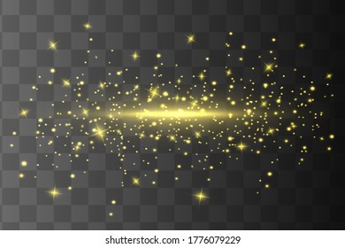 Efecto luminoso amarillo aislado y brillante, bengala de lente.