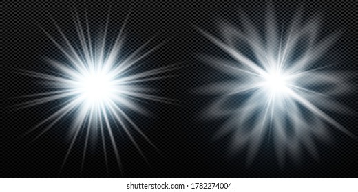 Glow isolated yellow light effect set, lens flare, explosion, glitter, line, sun flash and stars. Abstract special effect element design. Shine ray with lightning. Set of gold bright beautiful stars.