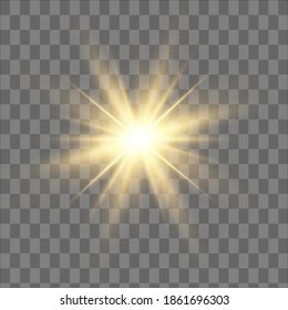 Glow isolated yellow light effect, lens flare