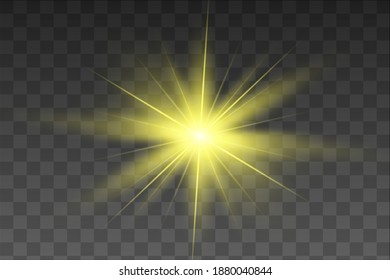Glow isolated yellow light effect, lens flare 