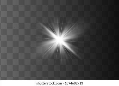 Glow isolated yellow light effect set, lens flare, explosion, glitter, line, sun flash and stars. Abstract special effect element design. Shine ray with lightning. Set of gold bright beautiful stars