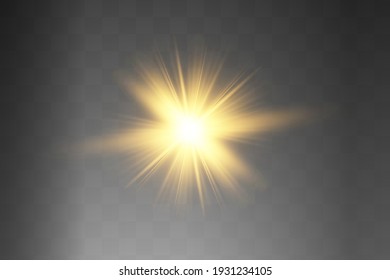 Glow isolated yellow light effect, lens flare 