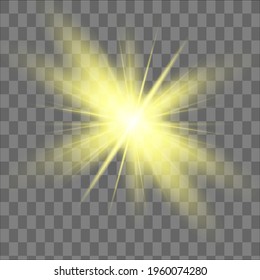 Glow isolated yellow light effect, lens flare