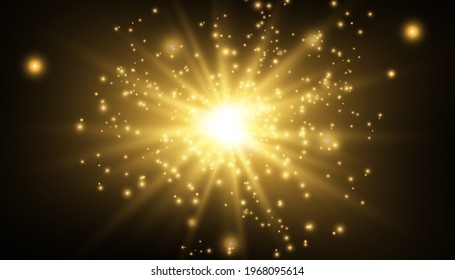Glow isolated yellow light effect, lens flare