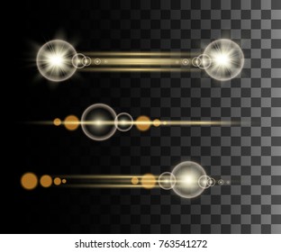Glow isolated yellow transparent effect, lens flare, explosion, glitter, line, sun flash, spark and stars. For illustration template art design, banner for Christmas celebrate, magic flash energy ray.