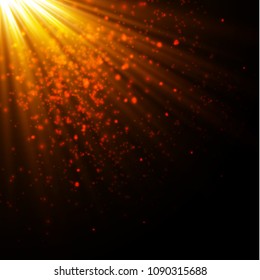 Glow isolated yellow transparent light effect set, lens flare, explosion, glitter, line, sun flash, spark and stars. Abstract special effect element design. 