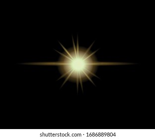 Glow isolated yellow transparent light effect, sun flash, spark.
