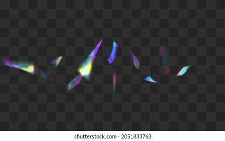 Glow Kaleidoskop, Vektortransparenter Hintergrund. Holografisches Flare-festliches Muster. Shiny Foil Laser Banner. Illustration von rieszierenden Konfetti.