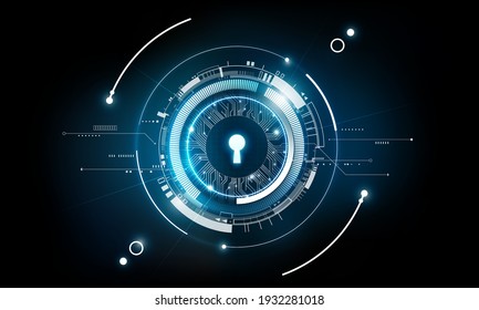 Glow keyhole abstract futuristic technology background with light and shiny, key of success solution, business concept, vector illustration