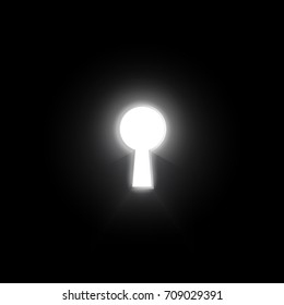 Glow keyhole on dark wall with light and shiny, key of success solution, business concept, vector illustration