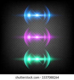 Glow lens effects. Glares bokeh circles lightning vector abstract template