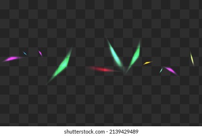 Glow Lens Vector Transparent Background. Gradient Bokeh Paper Border. Holographic Confetti Carnival Wallpaper. Iridescent Glamour Spectrum Brochure.