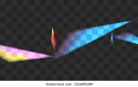 Fondo transparente del vector de lente brillante. Patrón de papel de contenedor de color. Papel de fondo superpuesto de cristal arco iris. Pancarta de Tinsel del Carnaval brillante.