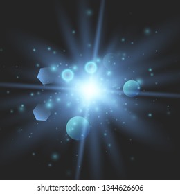 Glow light burst explosion with dust transparent. Bright Star. Transparent shining sun, bright flash. Vector illustration EPS10