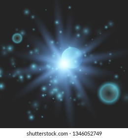 Glow light burst explosion with dust transparent. Bright Star. Transparent shining sun, bright flash. Vector illustration EPS10