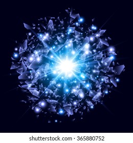 Glow light effect. Blue techno style vector explosion