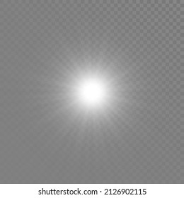 Glow light effect, Bright sun. Vector transparent sunlight, special flash light effect. Sun or spotlight beams. Bright flash. Light PNG. Decor element isolated on transparent background.