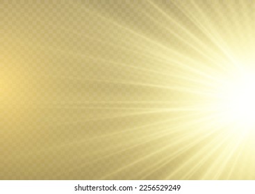 Glow light effect, Bright sun or star. Vector transparent sunlight. Special flash light effect. Sun or spotlight beams. Bright flash. Shine star.