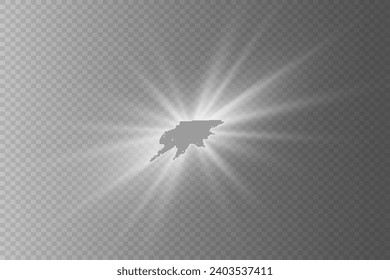 Glow light effect, bright sun. Vector transparent sunlight, special flare effect. Rays of the sun or spotlight. Bright flash. On a transparent background.