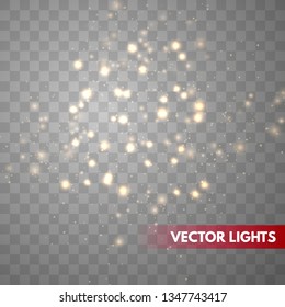 Glow light effect.  Christmas flash ConceptGold sparkle dust. Vector illustration. 