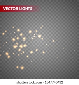 Glow light effect.  Christmas flash ConceptGold sparkle dust. Vector illustration. 