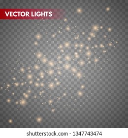 Glow light effect.  Christmas flash ConceptGold sparkle dust. Vector illustration. 