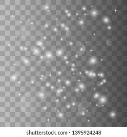 Glow light effect. Christmas flash. Vector sparkles on transparent background. 