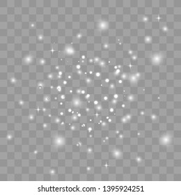 Glow light effect. Christmas flash. Vector sparkles on transparent background. 