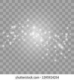 Glow light effect. Christmas flash. Vector sparkles on transparent background. 