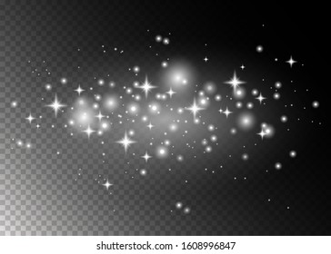 Glow light effect. Christmas flash. dust.  White star dust trail sparkling particles. Vector illustration EPS10