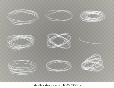 Glow light effect. Circular lens flare. Abstract rotational lines. Power energy neon lights cosmic abstract frame. Magic round frame. Swirl trail.
