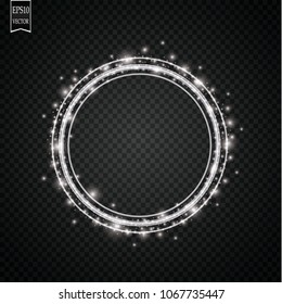 Glow light effect. Circular lens flare. Abstract rotational lines. Power energy neon lights cosmic abstract frame. Magic round frame. Swirl trail.