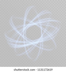 Glow light effect. Circular lens flare. Abstract rotational lines. Power energy neon lights cosmic abstract frame. Magic round frame. Swirl trail.