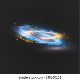 Glow light effect. Circular lens flare. Abstract rotational lines. Power energy neon lights cosmic abstract frame. Magic round frame. Swirl trail. 