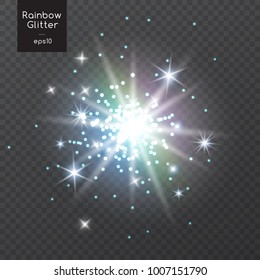 Glow light effect with colorful glitter : Vector Illustration