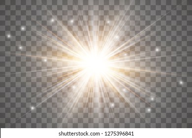 Glow light effect, explosion, glitter, spark, sun flash. Vector illustration.