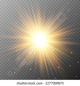 Glow light effect, explosion, glitter, spark, sun flash. Vector illustration.