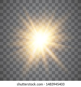 Glow light effect, explosion, glitter, spark, sun flash. Vector illustration.