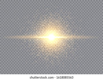 Glow light effect, explosion, glitter, spark, sun flash. Vector illustration.