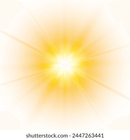 Glow light effect, explosion, glitter, spark, sun flash. Vector illustration